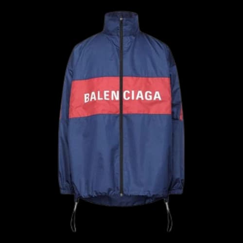 Balenciaga Logo Zip Up Jacket 'Blue Red'