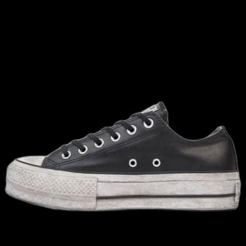 Converse Chuck Taylor All Star Leather Smoke Platform Low Top Retro Black White (Women's)