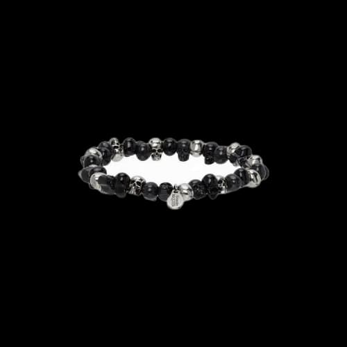 Alexander McQueen Beaded Skull Bracelet 'Antique Silver'