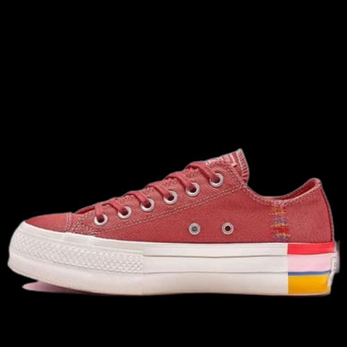 Converse Chuck Taylor All Star Rainbow Platform Low Top Rainbow Canvas Low Red (Women's)