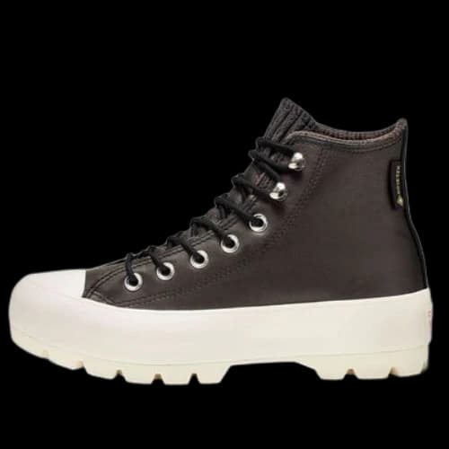 Converse Chuck Taylor All Star Lugged Waterproof Leather High Top Thick Sole Black White (Women's)