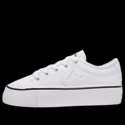Converse Star Replay Platform Leather Low Top Thick Sole Pure White (Women's)