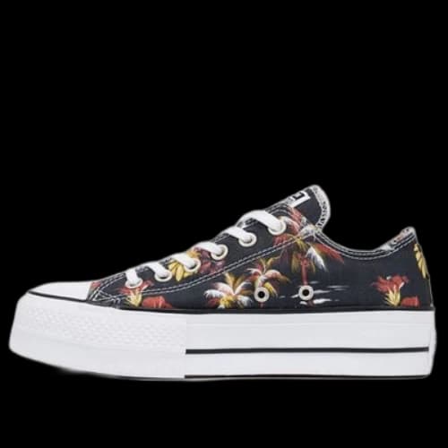 Converse Chuck Taylor All Star Hawaiian Mix Platform Low Top Floral Thick Sole 'Black White' (Women's)