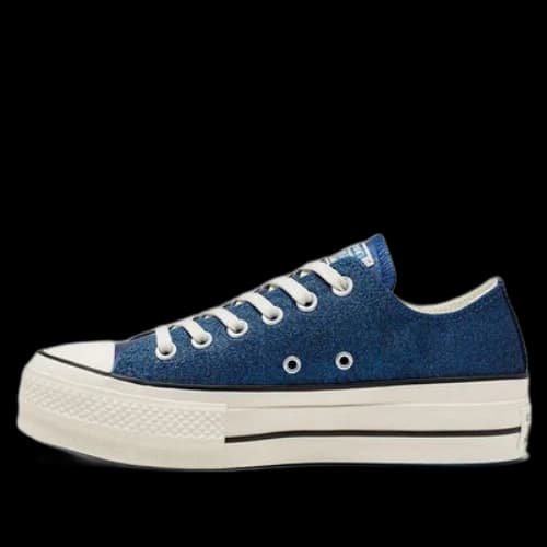 Converse Glitter Platform Chuck Taylor All Star Low Top Leather Blue White (Women's)