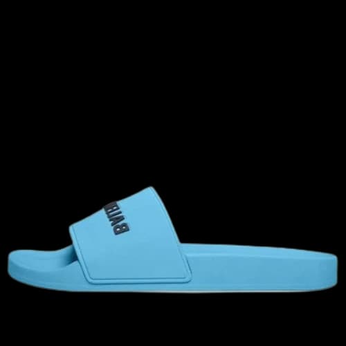 Balenciaga Pool Slides 'Light Blue and Black Rubber'
