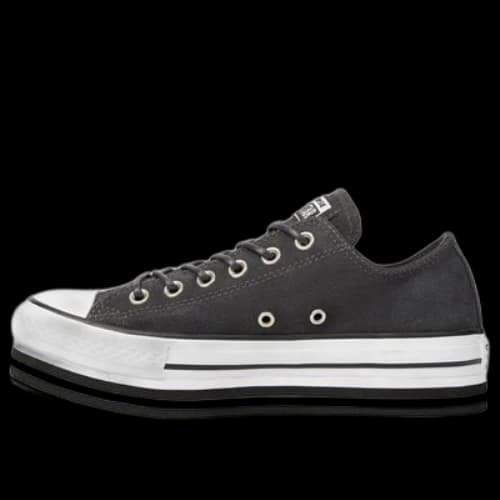 Converse Chuck Taylor All Star Platform Suede Low Top Suede Thick Sole Grey White (Women's)