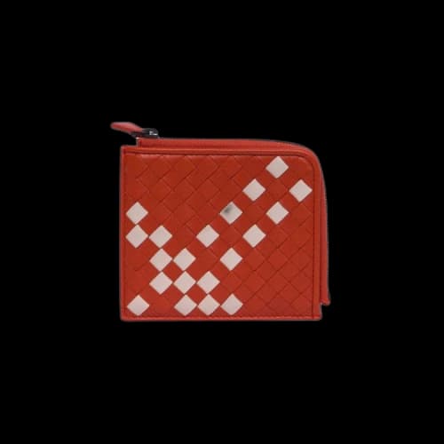 Bottega Veneta Intrecciato Leather Zip-Around Slim Wallet Orange