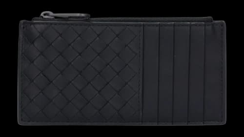 Bottega Veneta Intrecciato Zip Card Case Black