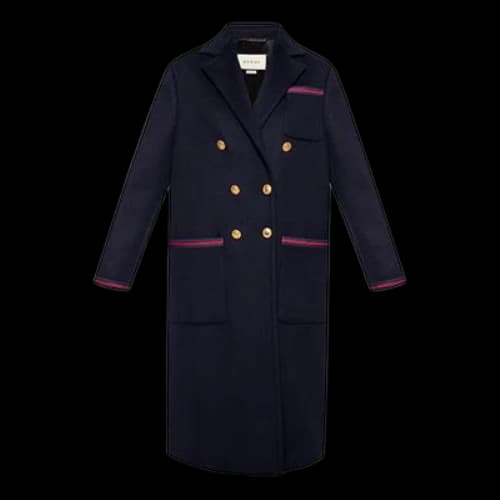 Gucci Double-Breasted Wool Coat For Navy (Women's)