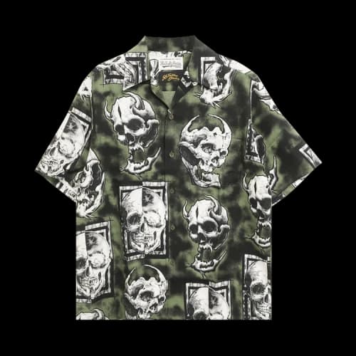 Wacko Maria 56 Tattoo Studio Short-Sleeve Hawaiian Shirt 'Olive'