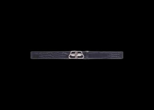 Balenciaga BB Embossed Crocodile Belt Black