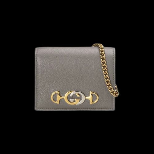 Gucci Grainy Leather Zumi Card Case Wallet 'Dusty Grey'