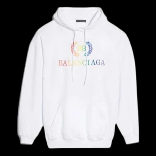 Balenciaga Rainbow Logo Hoodie White (Women's)