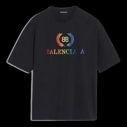 Balenciaga BB Rainbow Logo T-Shirt 'Black'