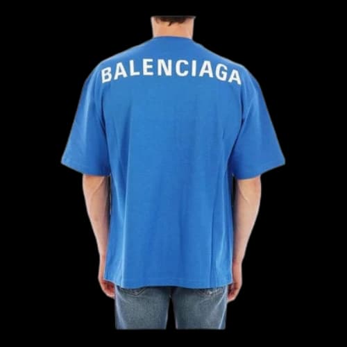 Balenciaga Back Print Logo Cotton T-Shirt 'Blue'