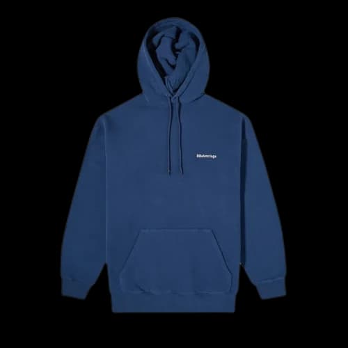 Balenciaga Corporate Logo Popover Hoodie 'Nautical Blue/White'