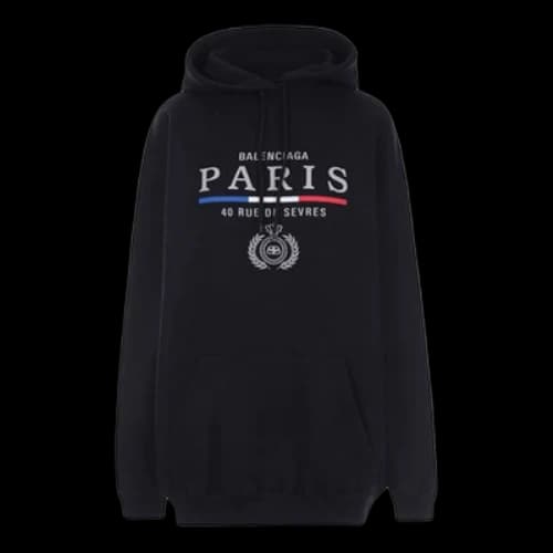 Balenciaga BB Paris Flag Cotton Hoodie 'Black'