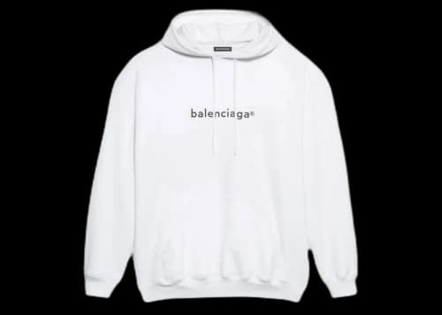 Balenciaga Mens New Copyright Medium Fit Hoodie White