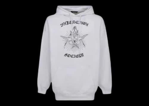 Balenciaga Gothic Logo Free Your Mind Hoodie White/Black