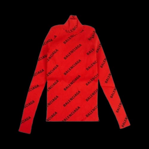 Balenciaga All Over Logo Turtleneck 'Red'
