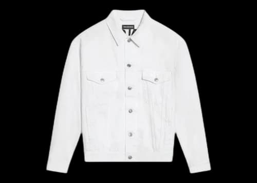 Balenciaga Men's Embroidered Logo Japanese denim Jacket White/Black