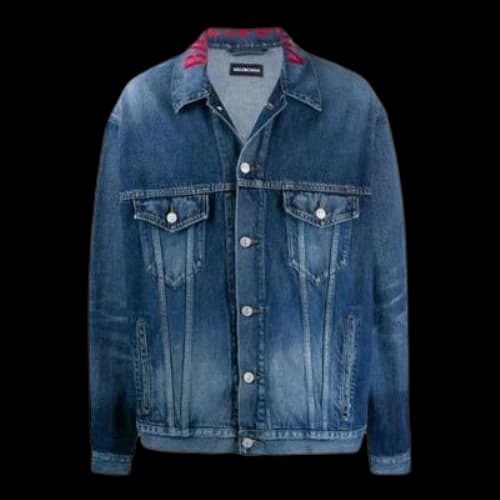 Balenciaga Neck Logo Denim Jacket 'Blue'