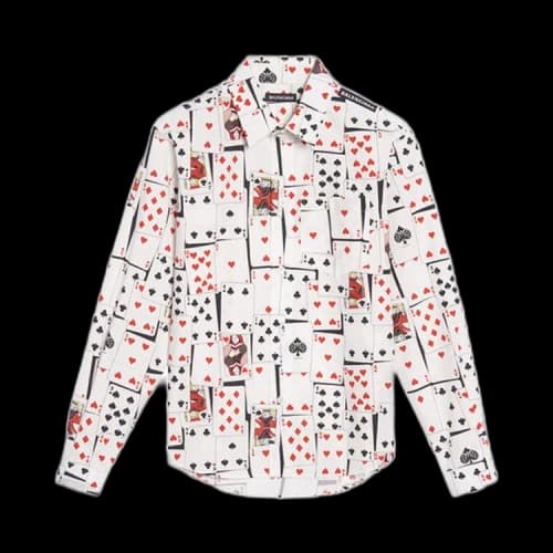 Balenciaga Playing Card Print Shrunken Button Down Shirt 'White'