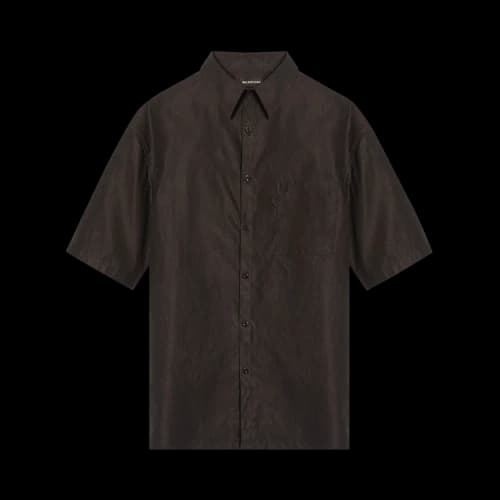 Balenciaga Back Logo Short-Sleeve Button Down Shirt 'Black'