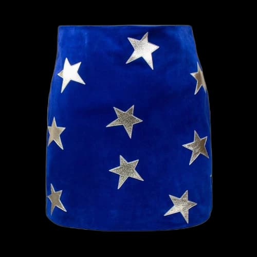 Saint Laurent Star Suede Mini Skirt 'Blue'