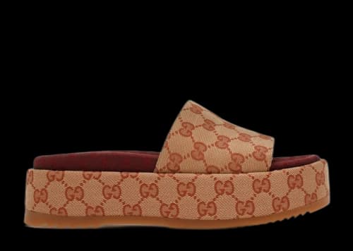 Gucci GG Supreme Platform Sandal Dark Red (Women's)