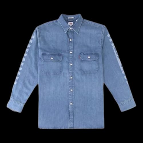 LEVI'S Levis Series Alphabet Logo Printing Denim Long Sleeves Shirt Denim