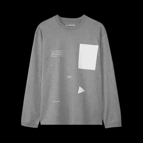 And Wander Composition Long-Sleeve Tee 'Gray'