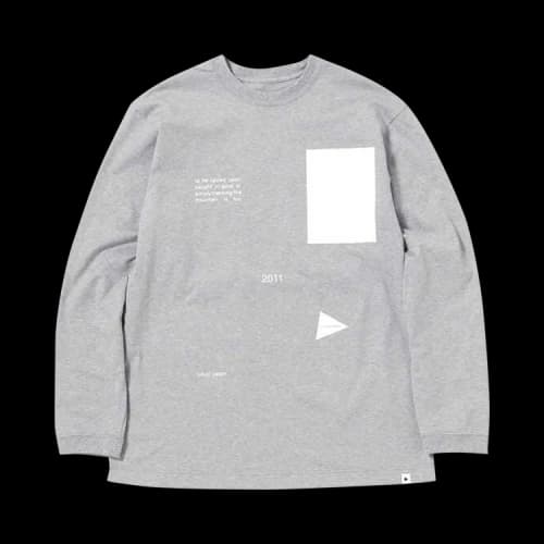 And Wander Composition Long-Sleeve Tee 'Grey'