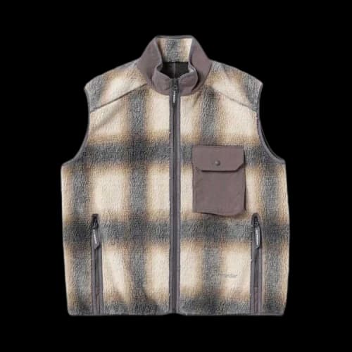 And Wander Check Boa Vest 'Grey'
