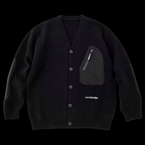 And Wander Shetland Wool Cardigan 'Black'