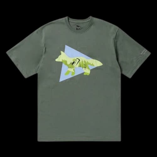 And Wander x Maison Kitsune Triangle T-Shirt 'Khaki'
