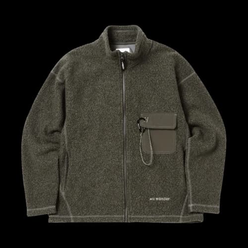 And Wander Wool Jacquard Zip Jacket 'Khaki'