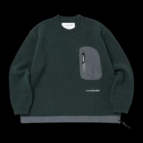 And Wander Shetland Wool Sweater 'Green'
