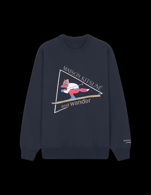 Maison Kitsune x And Wander Cotton Sweatshirt Navy
