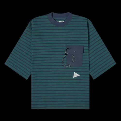 And Wander Stripe Pocket Half-Sleeve T-Shirt 'Green'