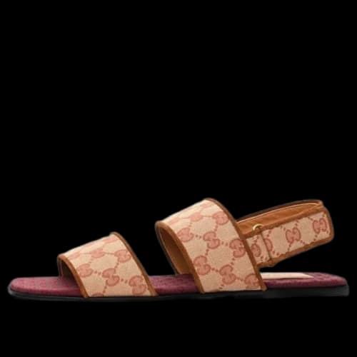 Gucci GG Monogram Slingback Flat Sandals 'Tan Red'