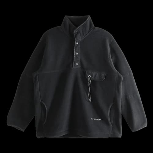 And Wander Wool Fleece Pullover 'Black'