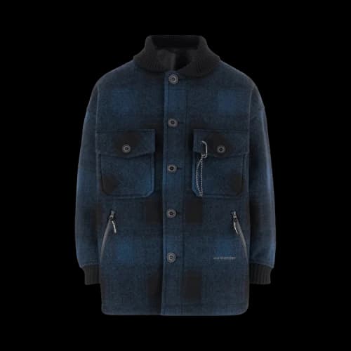 And Wander 49 Wool Shaggy Jacket 'Navy'