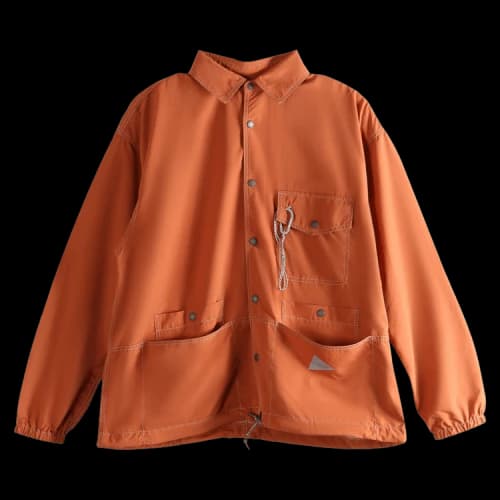 And Wander Crinkled Nylon Shirt Jacket 'Orange'