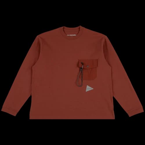 And Wander Heavy Cotton Pocket Tee 'Red'