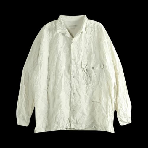 And Wander Washer Pleated Open Long-Sleeve Shirt 'Ivory'