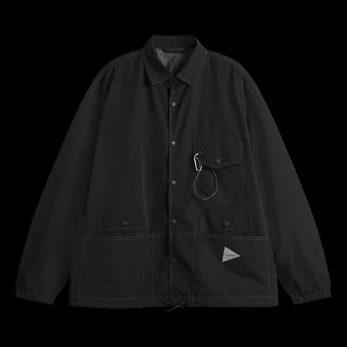 And Wander Crinkled Nylon Shirt Jacket 'Black'