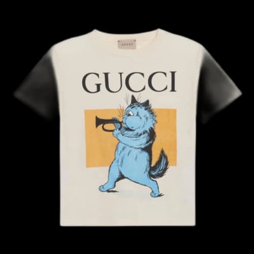 (PS) Gucci Cotton Web Cat Print T-Shirt 'Ivory'