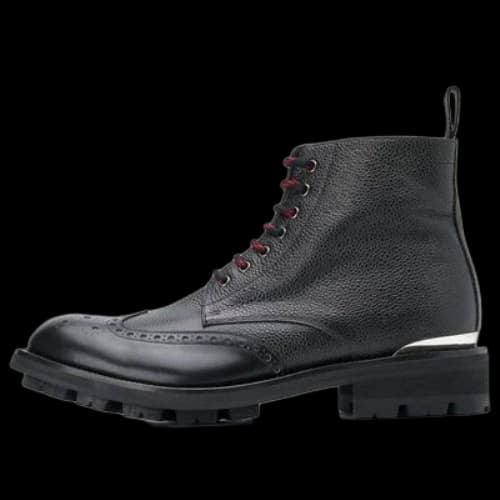 Alexander McQueen Pebble Grain Commando Boots 'Black'