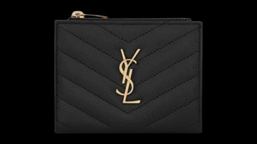Saint Laurent Cassandre Matelasse Grain De Poudre Leather Bi-fold Wallet Black